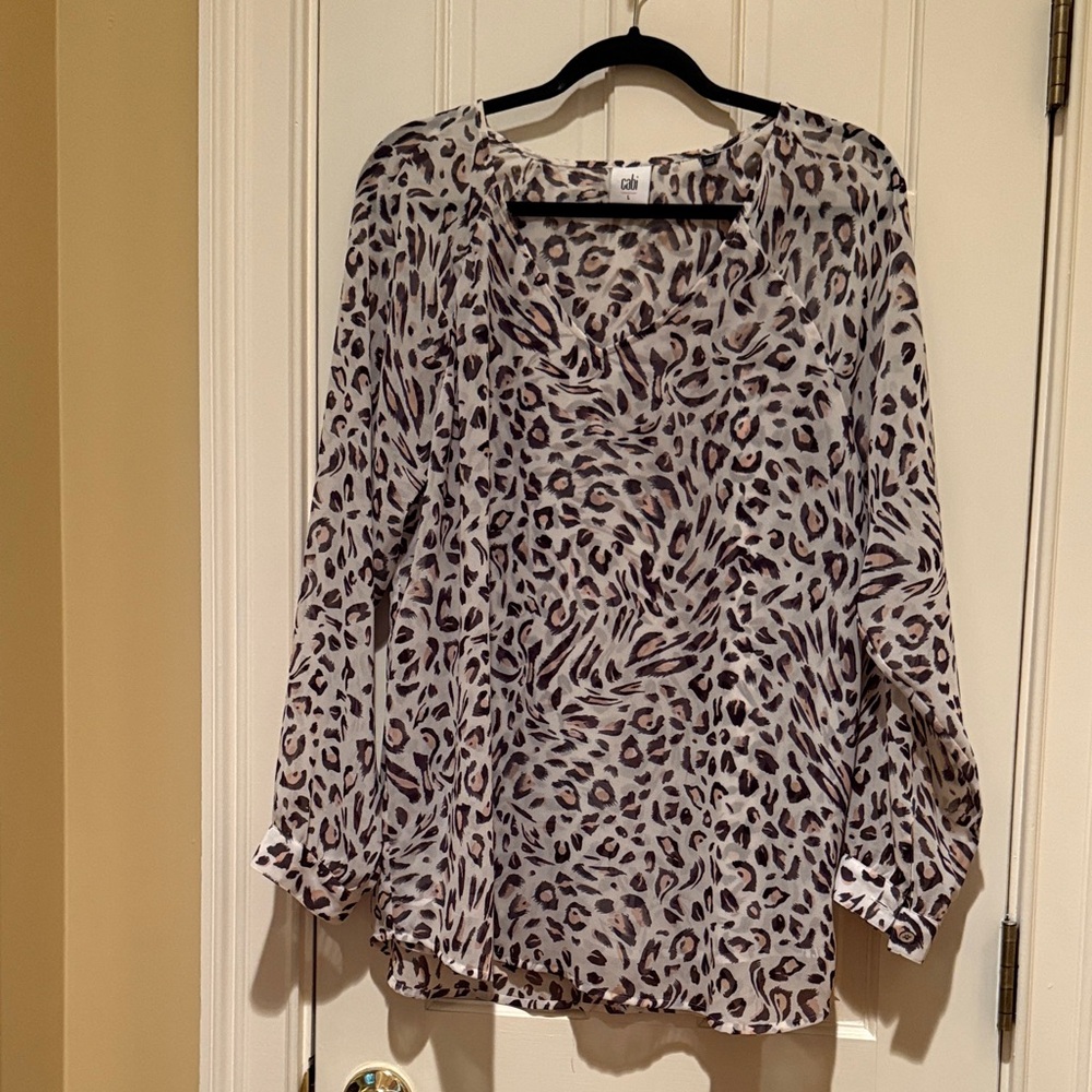CAbi Women's Animal Print Blouse - Black and White